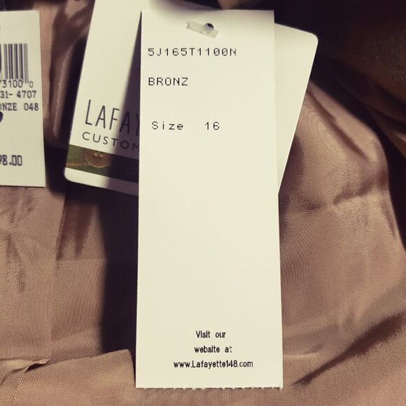 Lafayette 148 New York Gold Bronze 100% Leather Jacket NWT Size 16 Stunning - Picture 12 of 16